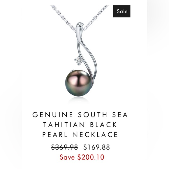 CHAULRI ~ Tahitian Black Pearl Pendant w/Small Diamond Sterling Silver - Picture 7 of 8